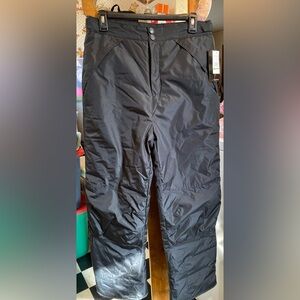 London Fog Unisex Black Snow/Ski Pants with adjustable waist, insulated Y Large